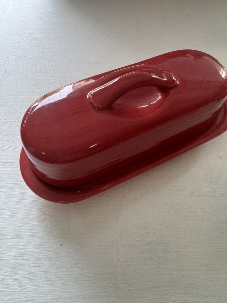 Chantal Butter Dish Red Ceramic Covered
