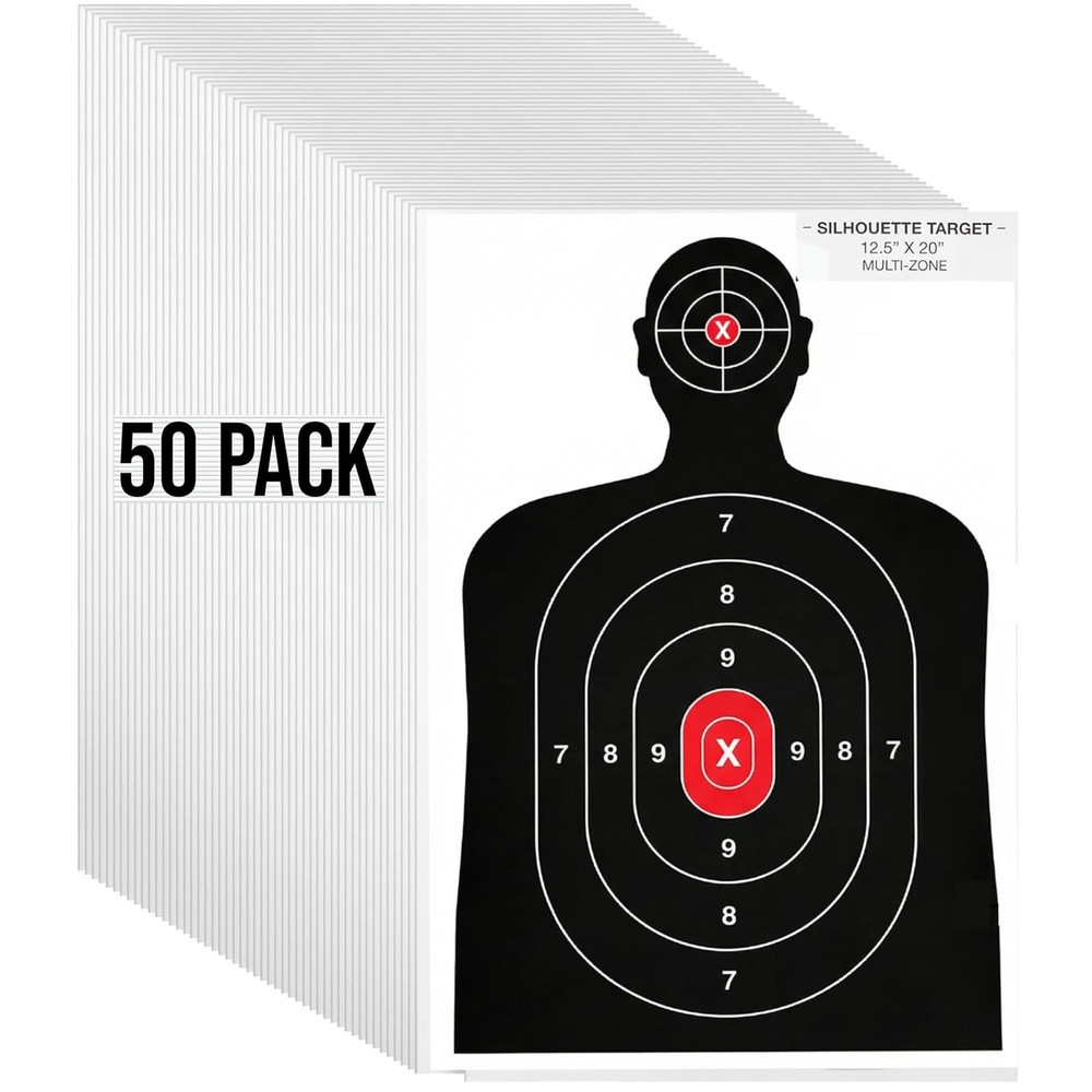 Silhouette Paper Shooting Target for The Range, Aiming 14" x 22", white