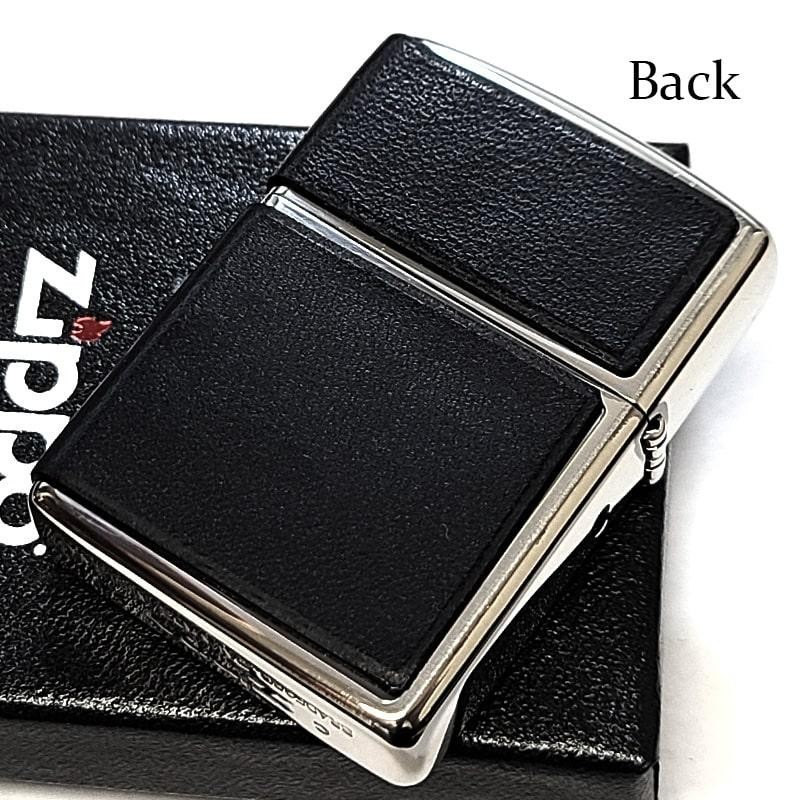 Zippo Armor Case Black Cowhide Leather Silver 3 Sided Processing Lighter Japan