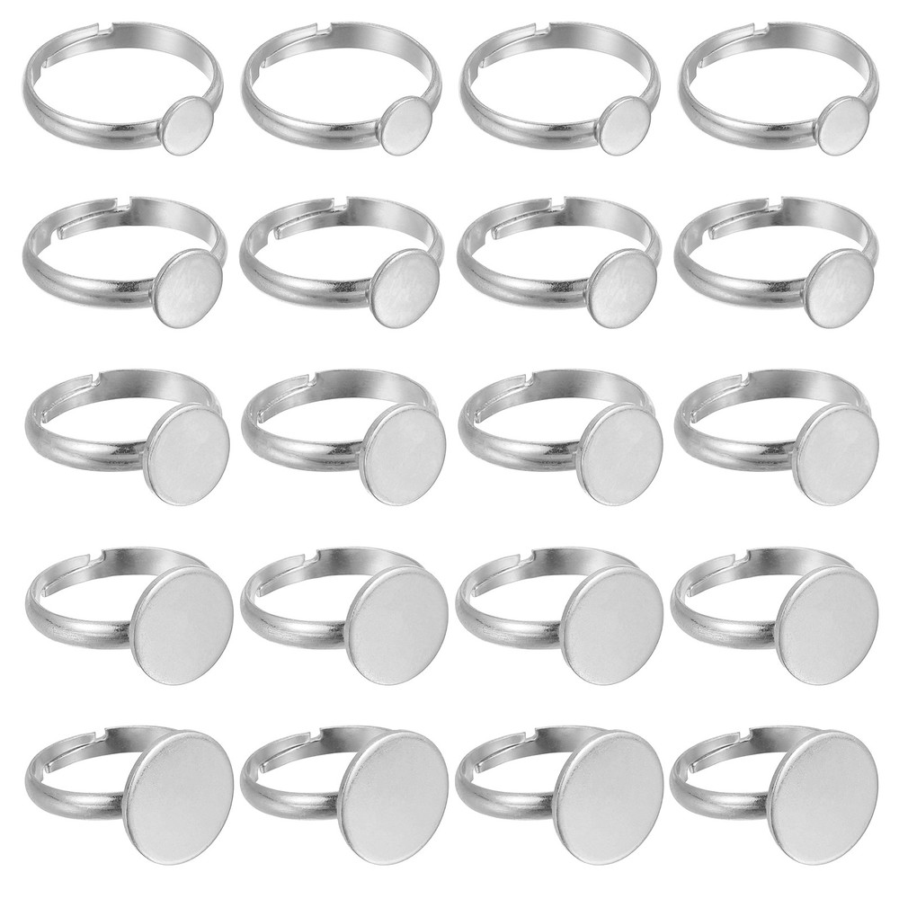 20 Pcs Metal Base Blank, 5 Size Adjustable Pad Blank Base for DIY, Silver