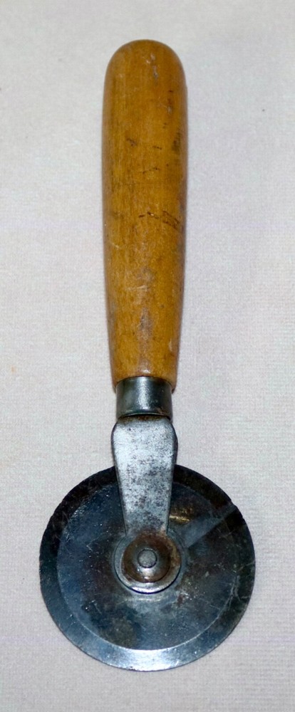 Fabric Cutting Tool 2” Diameter Wood Handle - Vintage