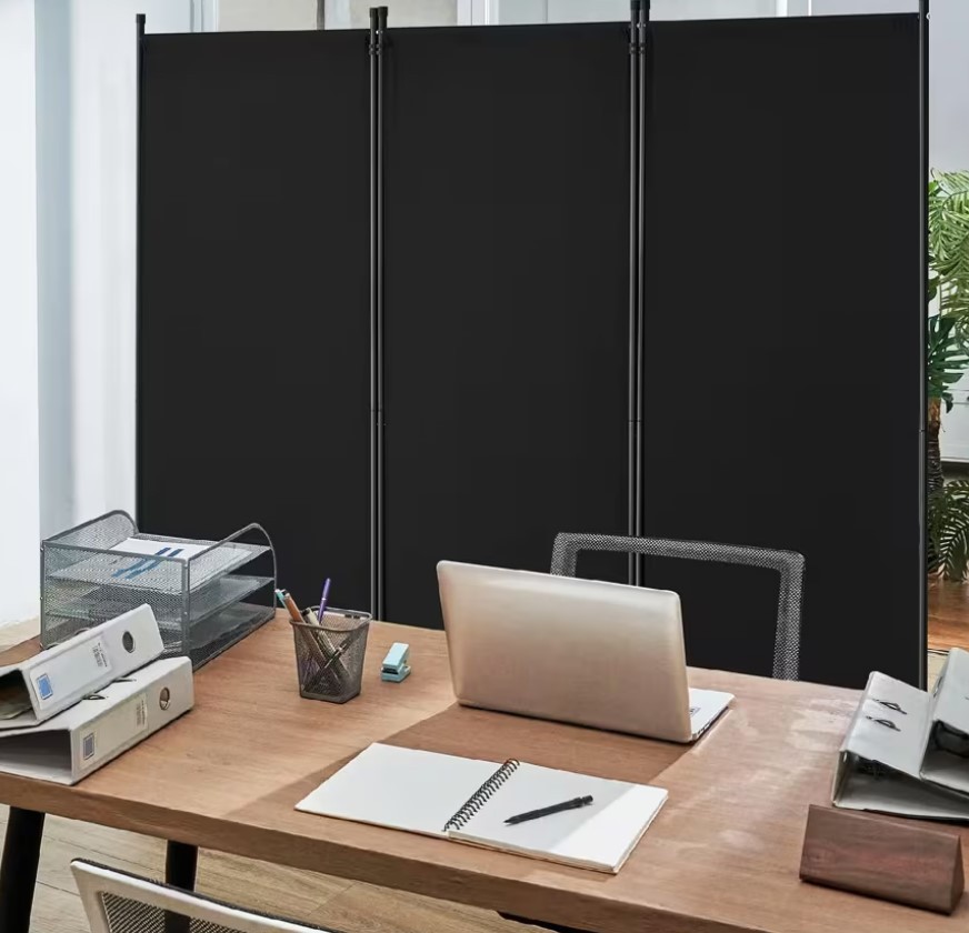 3 Panel Folding Partition Privacy Screens Freestanding Fabric Room Panel Black