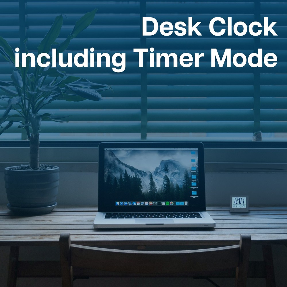 Digital Alarm Clock LCD Foldable Digital Desk Clock with Backlight - Grey