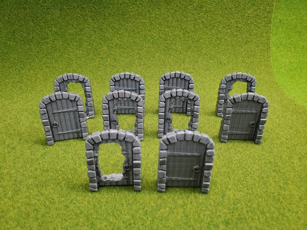 3d Print Table Top Game Dungeon Doors and Smashed Dungeon Doors set of 10