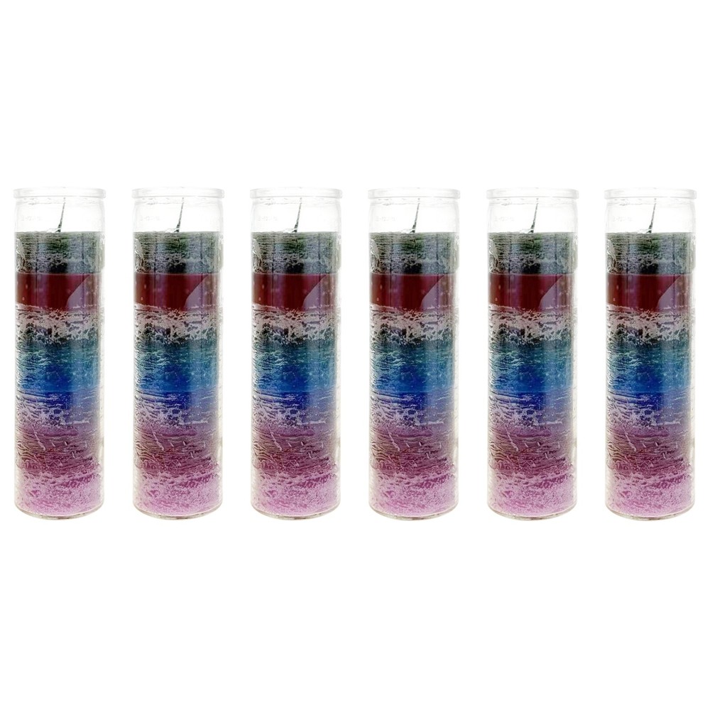 Mega Candles - Unscented 2"x 8" Tall Prayer Container Candle - Assorted, 6PCS