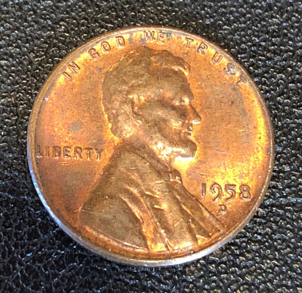 1958-D Lincoln Wheat Cent CUD Reverse MINT ERROR Penny UNC