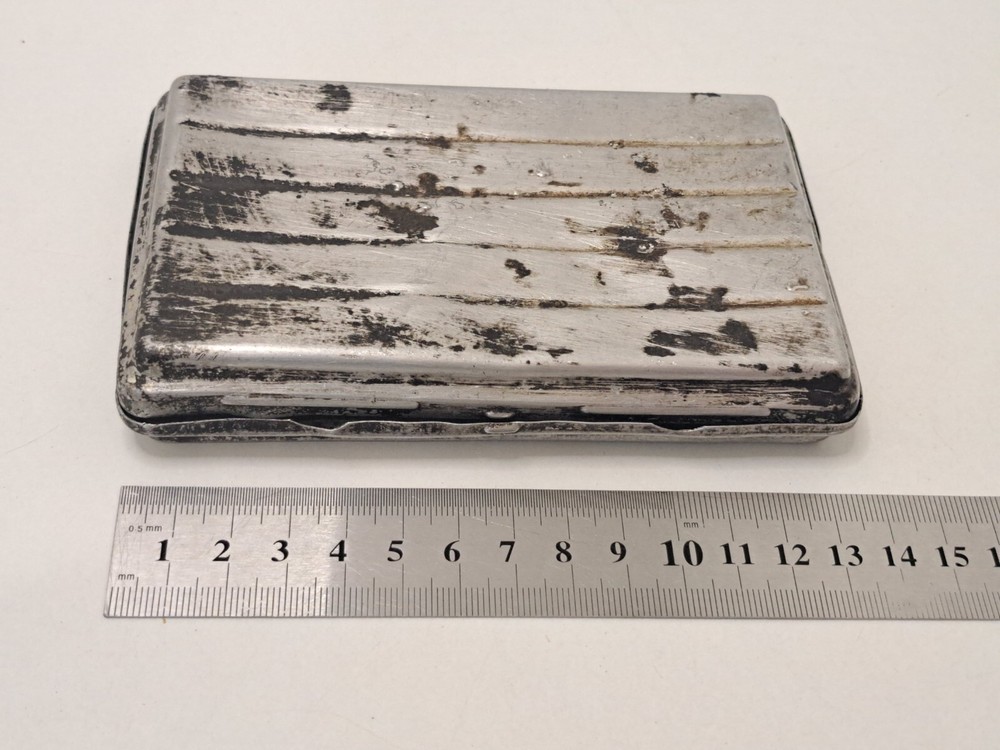 Vintage old metal cigarette case for restoration