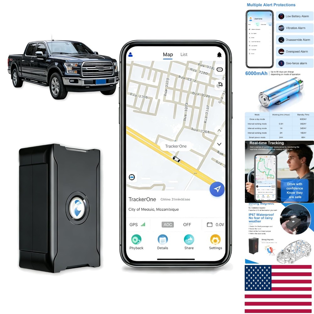 Multi-GNSS Hidden Vehicle Tracker - 90 Days Battery & Real-Time Notifications