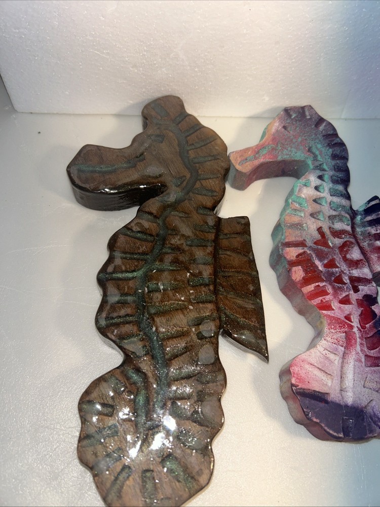 Wooden Hand Painted Seahorses