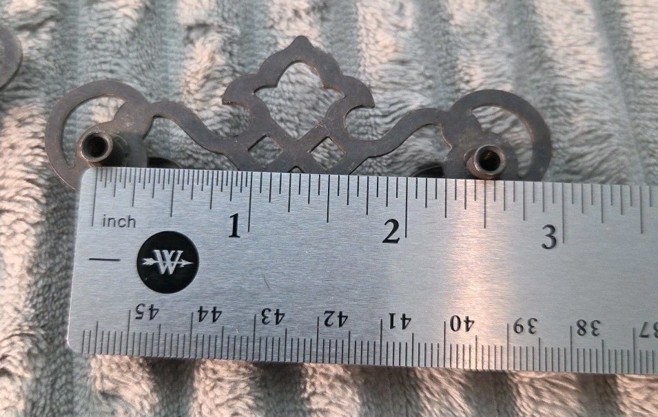 4 MCM Vintage Metal Drawer Pulls Handles Screw Hole 2.5" OC Drop Pull