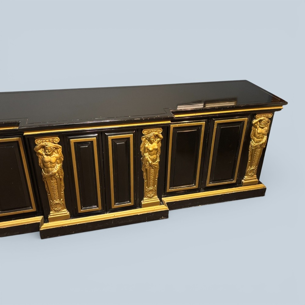 Large Vintage Renaissances Style Ebonized Sideboard