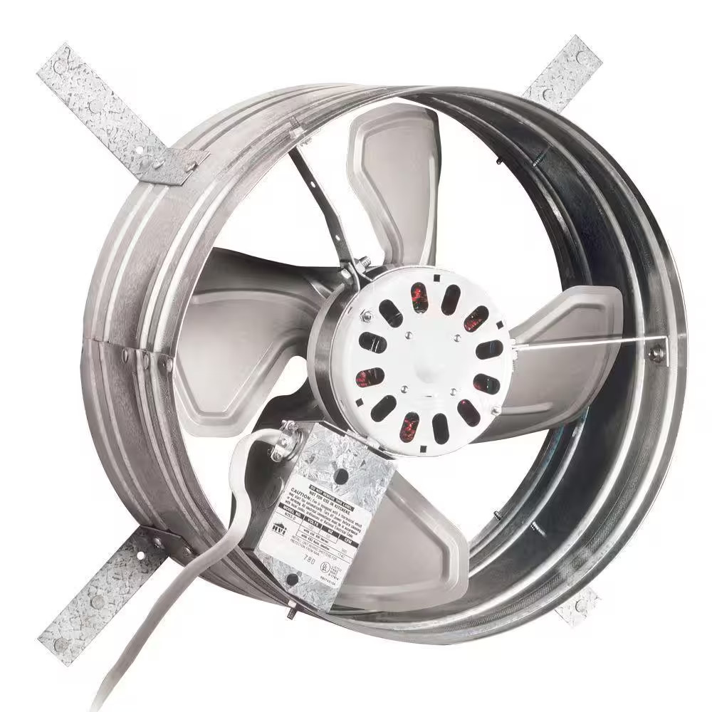 1020 CFM Silver Electric Powered Gable Mount Gable Louver Vent