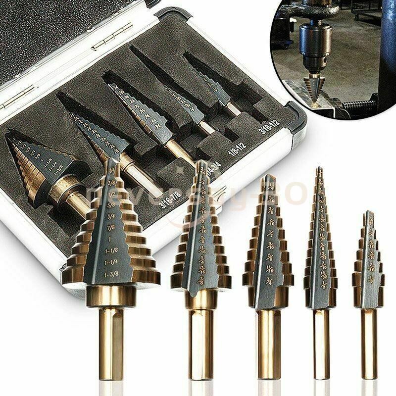 HSS 6PCS Titanium Step Drill Bit Set W Automatic High Speed Steels