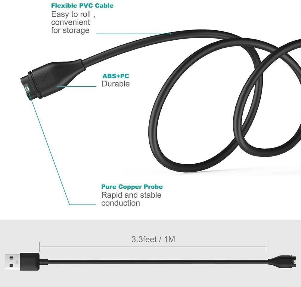USB Charger Dock Data Sync Charging Cable For Garmin Forerunner 255 255S Music