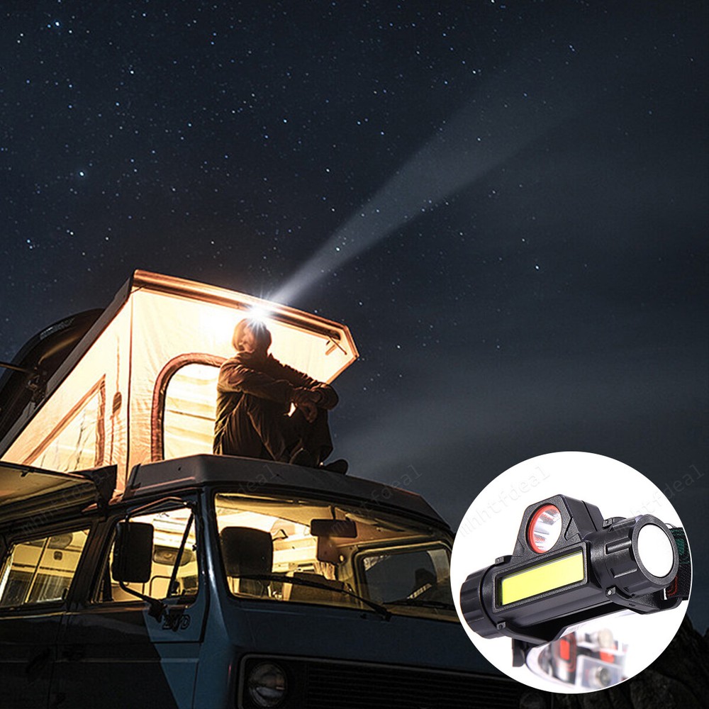 LED Headlamp Headlight USB Rechargeable Waterproof Head Light Flashlight 2 Modes
