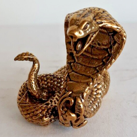 brass coiled cobra ready to strike 1.5" high