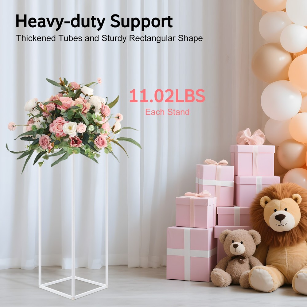10pcs 23.62 In Wedding Flower Stand Metal Gold Rectangular Display Rack