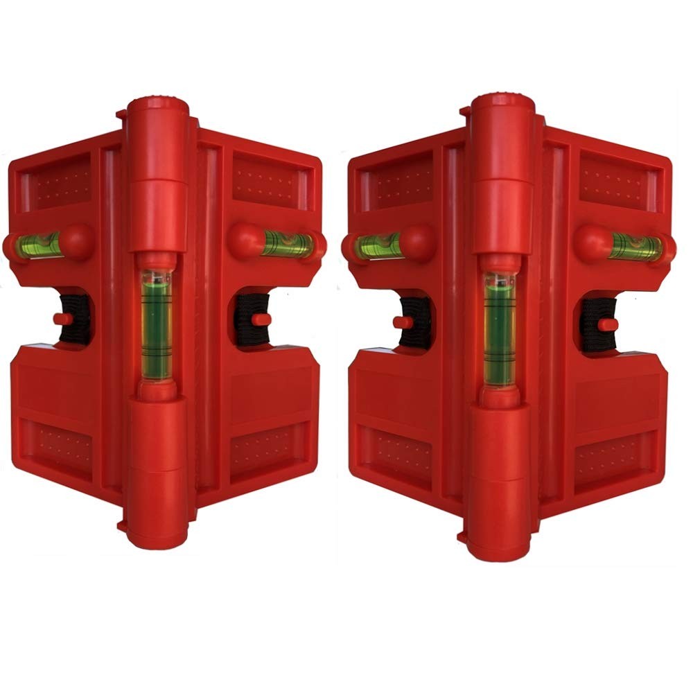 2 Pack Folding Magnetic Post Level for Pipe, and Beams Leveling Red