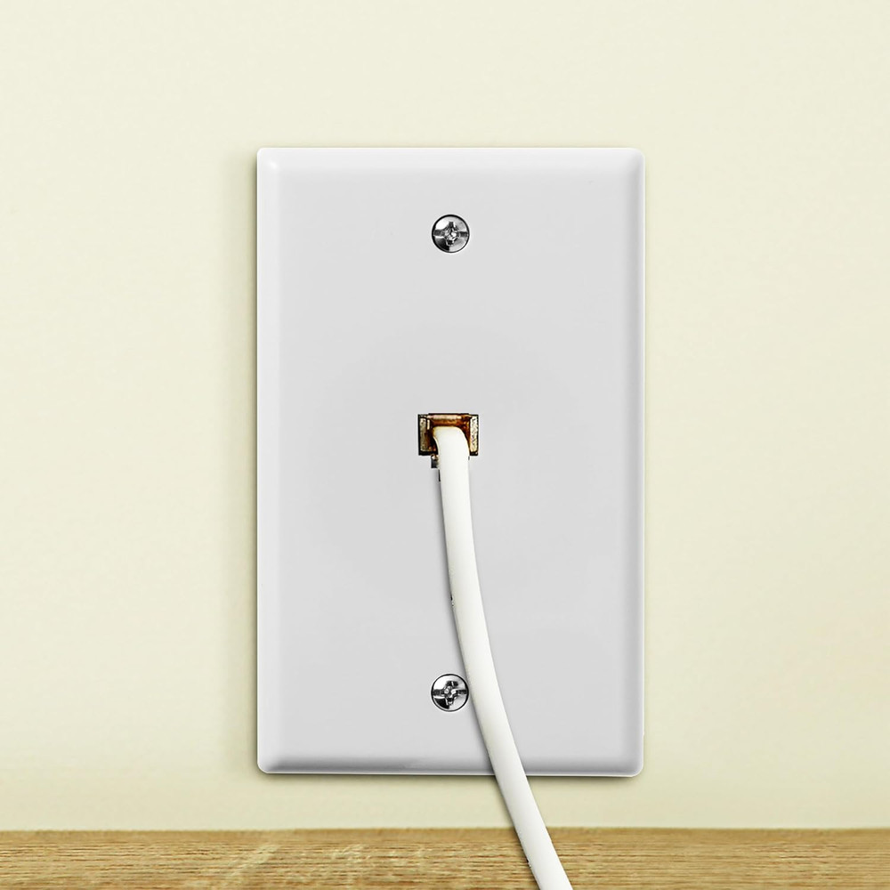 White Surface Phone Jack Plate, 1-Pack