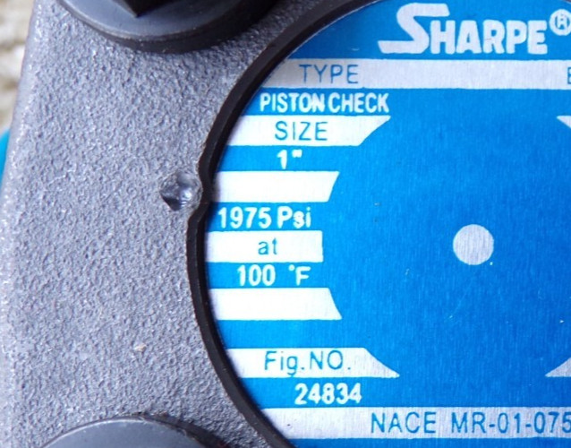 Sharpe Piston Check Valve A105 Inline - Size 1" @dC