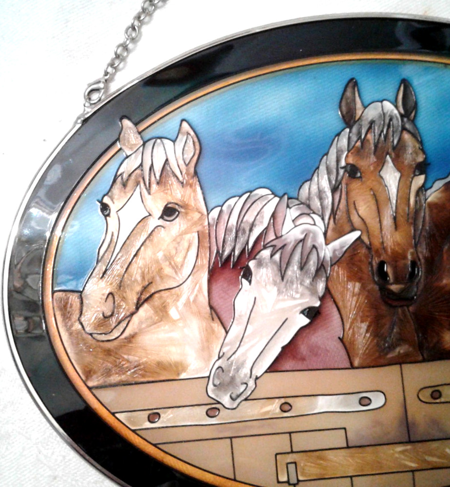 AMIA Oval Five Horse Suncatcher