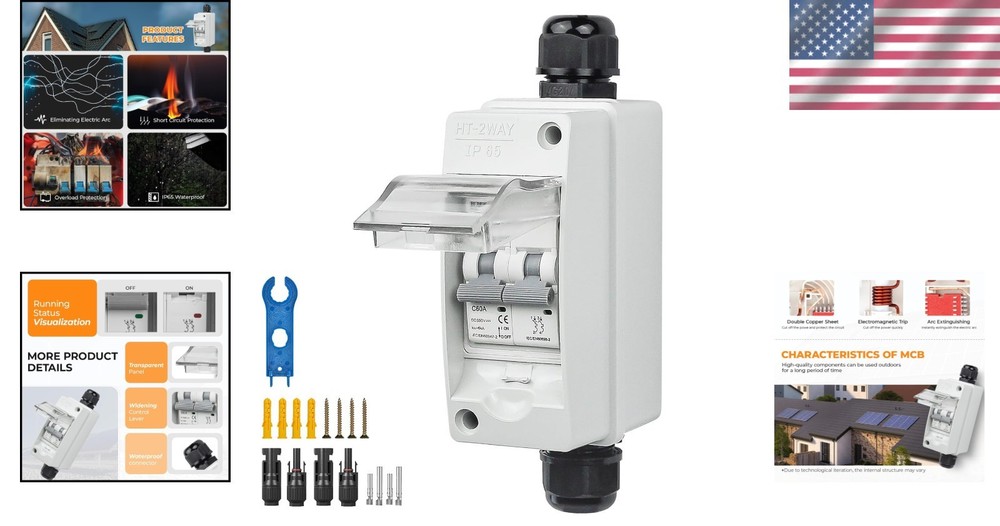 Universal 1000V 60A Solar Panel Circuit Breaker with User-Friendly Features
