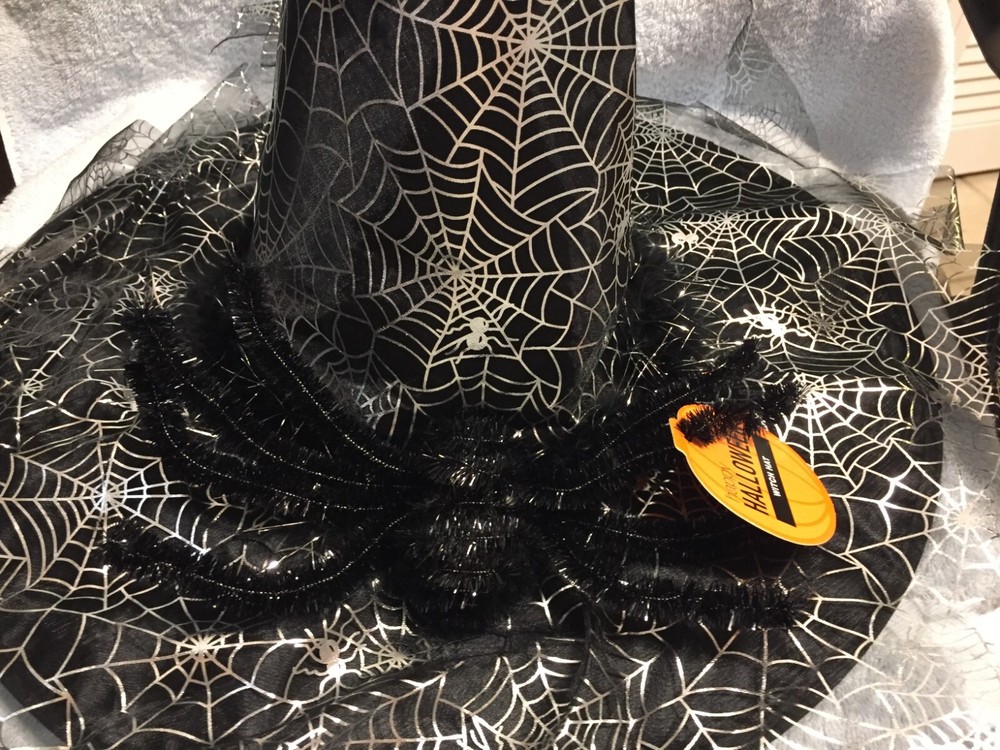 18" Halloween Spider & Spider Web Witch's Hat New