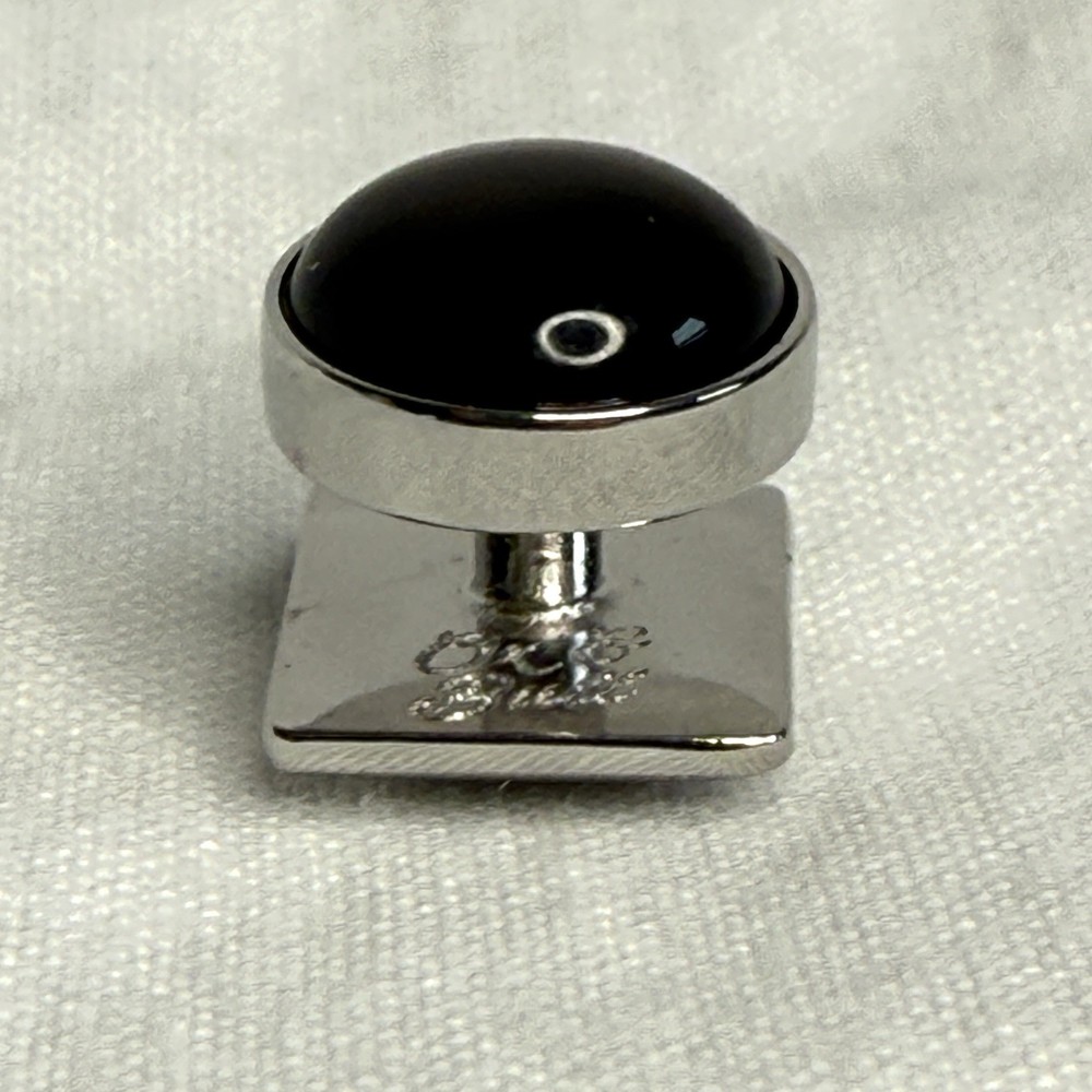 Tuxedo Button Studs Set Silver and Black 5-Studs Set with box