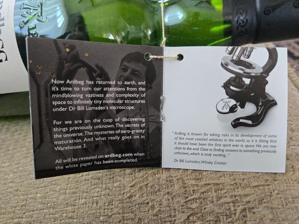 Ardbeg Supernova 2009 empty bottle and brochure