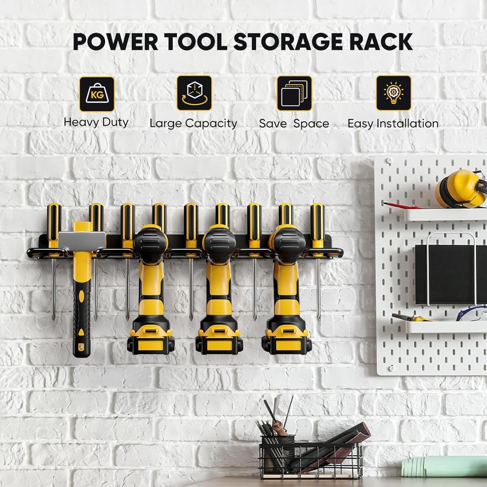 Power Tool Organizer Wall Mounted Power Tool Rack for Cordless Drill Storage