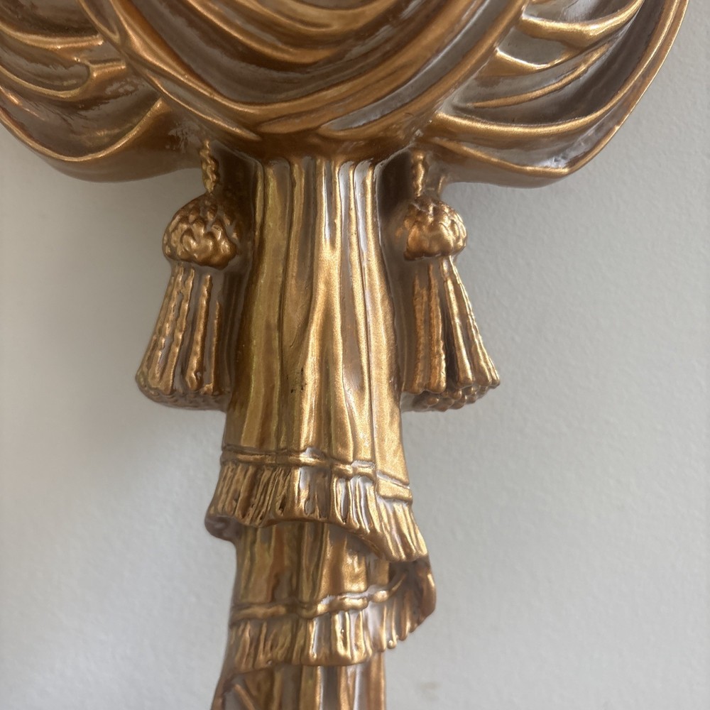 Gold Painted Cast Wall Shelf Drape Tassel Neoclassical