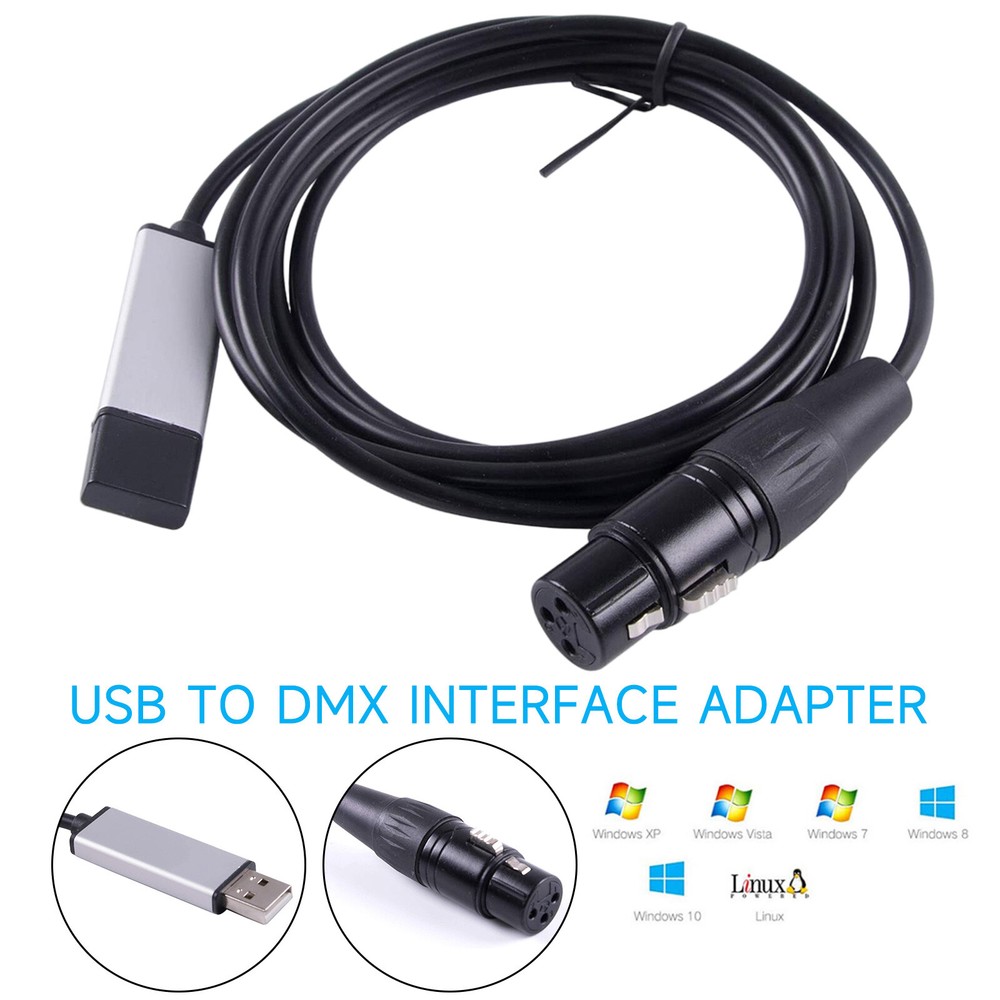 USB to DMX Interface Adapter DMX512 Controller Cable Stage Light for PC Computer