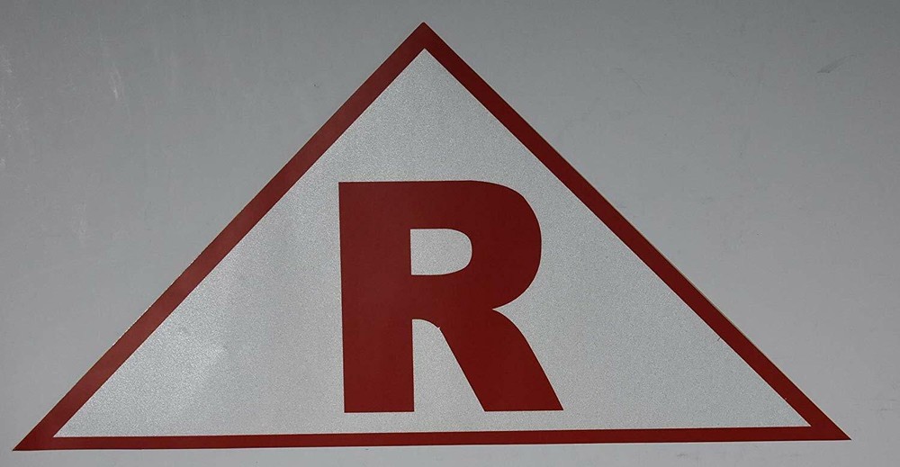 State Truss Construction Sign-R Triangular (White,Sticker,12 x 6 x 6)