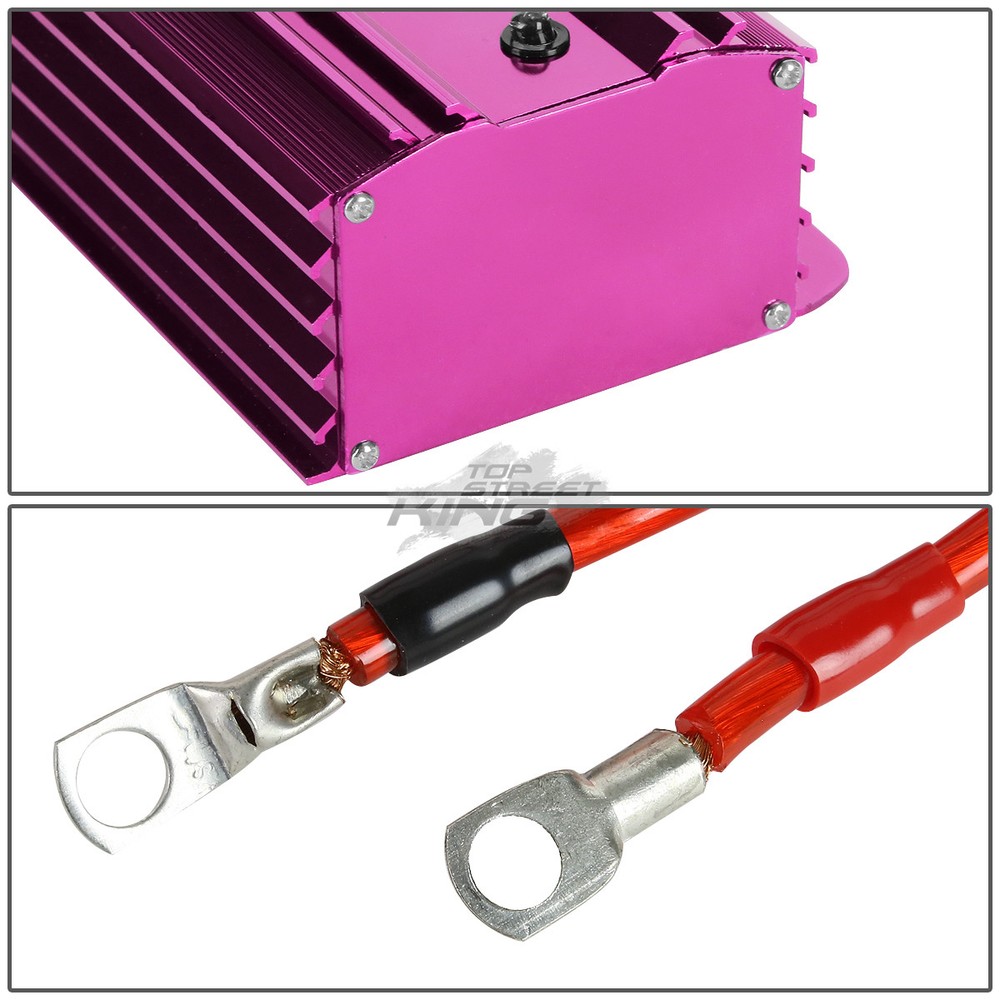 HIGH PERFORMANCE UNIVERSAL CAR BATTERY VOLTAGE STABILIZER REGULATOR+CABLE PURPLE