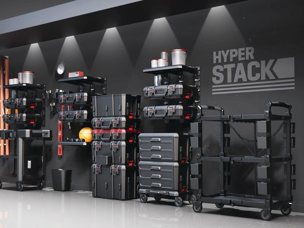Hyper Tough 3-Pc Heavy Duty Modular Rolling Toolbox System Black