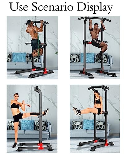 Power Tower Dip Station Pull Up Bar - Multi-Purpose Home Black (Basic Model)