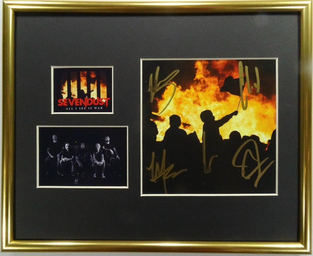 SIGNED SEVENDUST AUTOGRAPHED FRAME ALL I SEE CD DISPLAY CERTIFIED JSA # DD47487