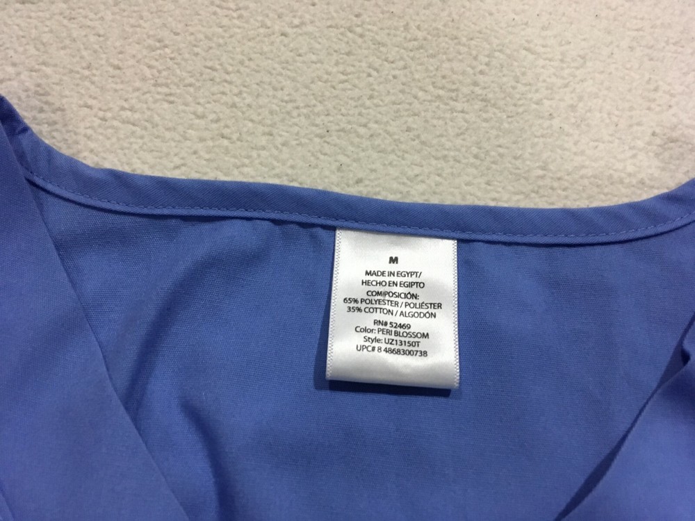 SCRUB TOP - SHORT SLEEVE - V NECK - BLUE - MEDIUM