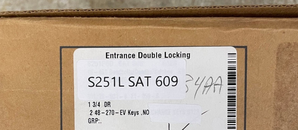 S251L SAT 609 Interconnected Lock - Entry function LESS CYLINDERS