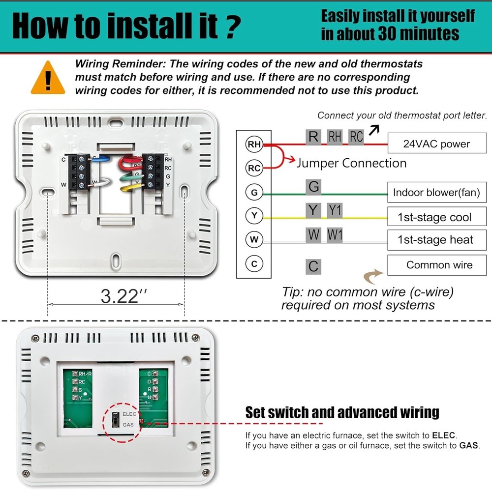 S701 Non-Programmable Thermostat with Blue Backlight for Single-Stage Systems