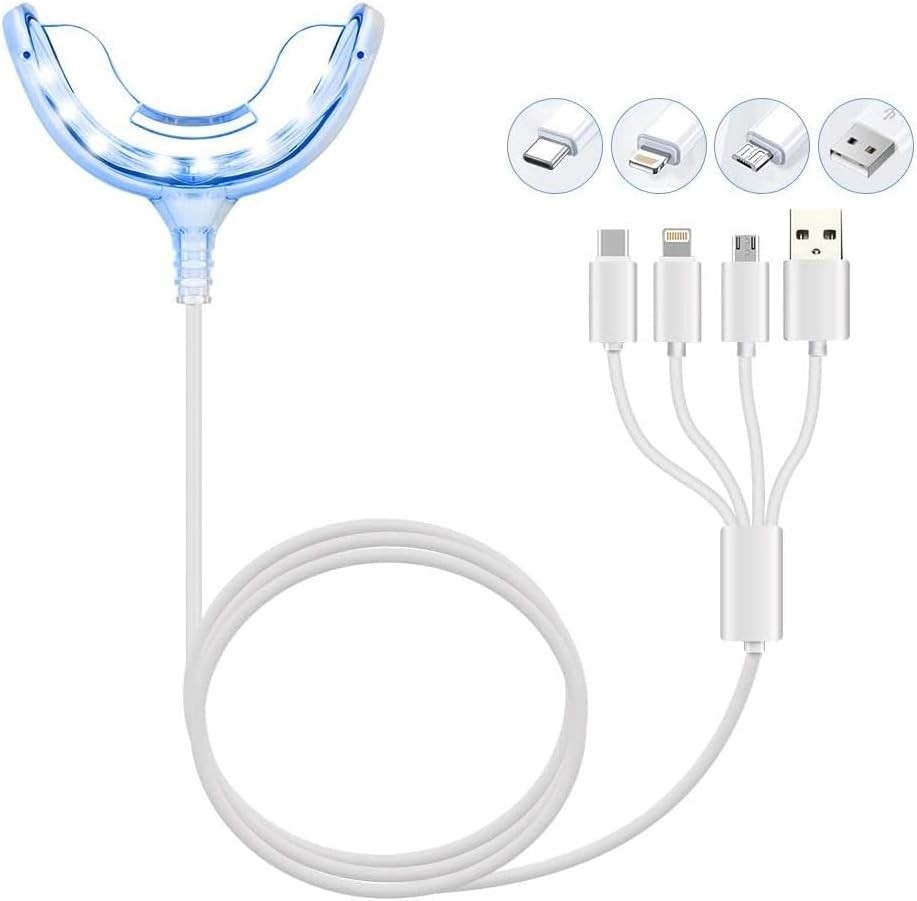 Teeth-Whitening Accelerator Light – Blue LED Mouth Tray: USB Compatible Home Use