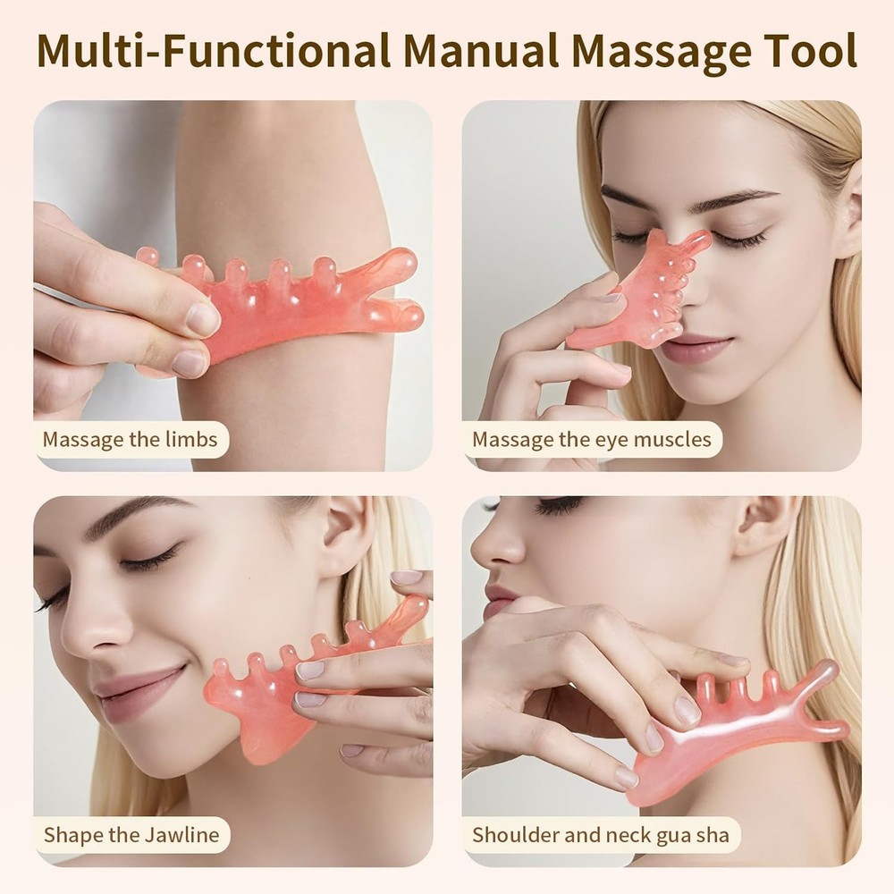 Multi-Functional Manual Massage Tool, Suitable for The Face, Eyes, Head Red