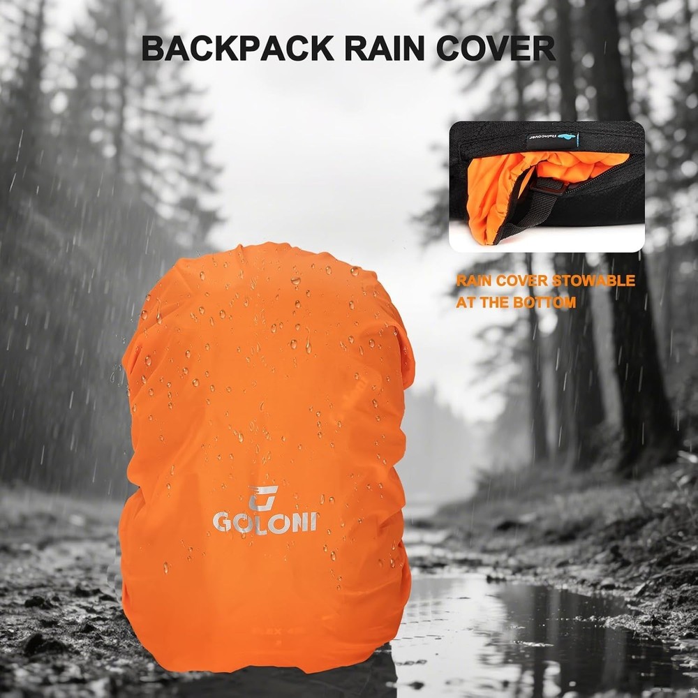45L Hiking Backpack Lightweight Foldable, Waterproof Camping Backpack with Ra...