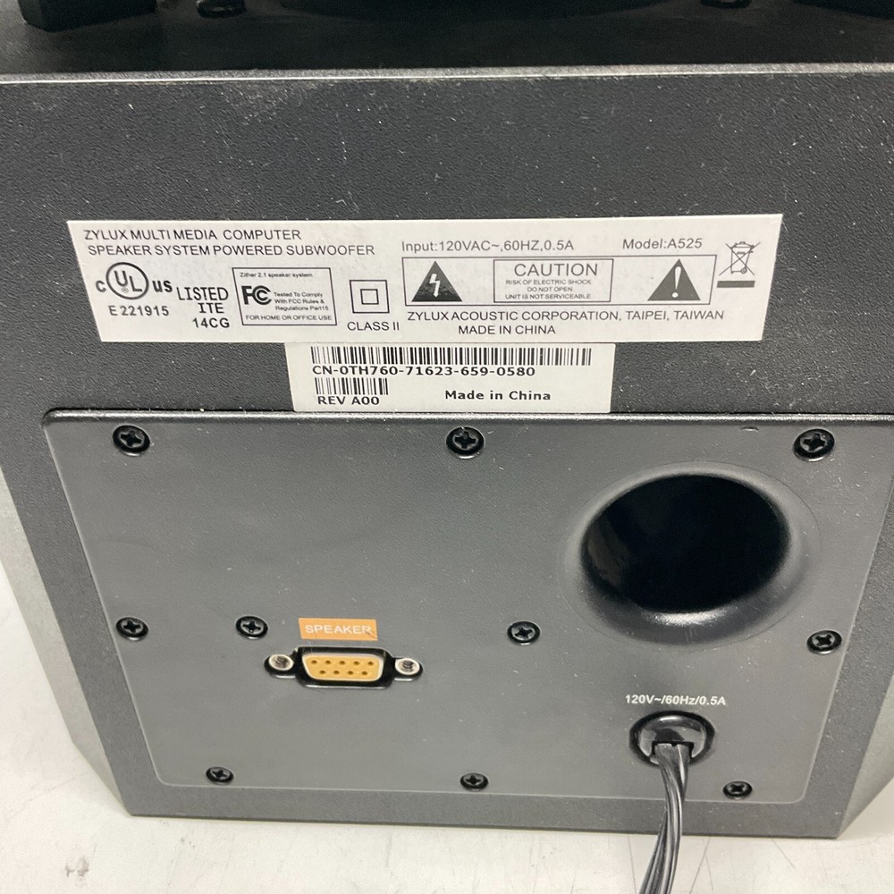 DELL Zylux Multimedia Computer Speaker System Powered Subwoofer Model A525