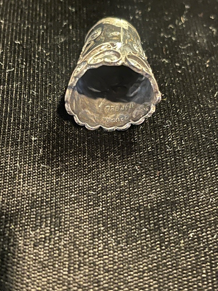 Vintage Sterling Silver Butterfly carved Thimble
