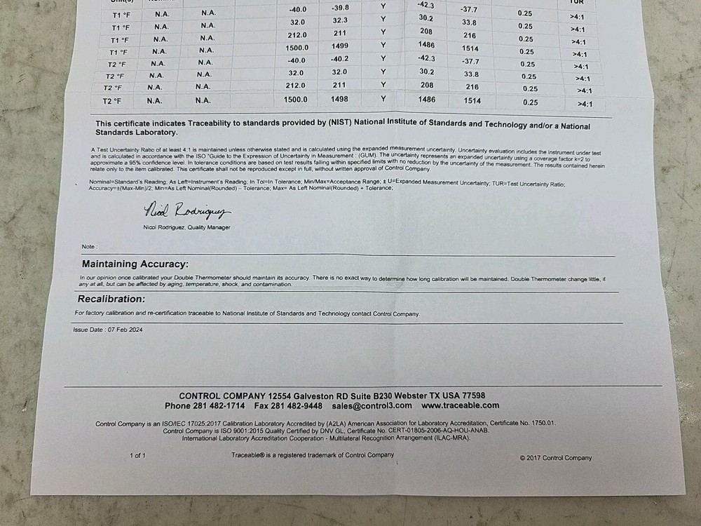 Traceable 4137 Thermocouple Thermometer 2 Input Type K
