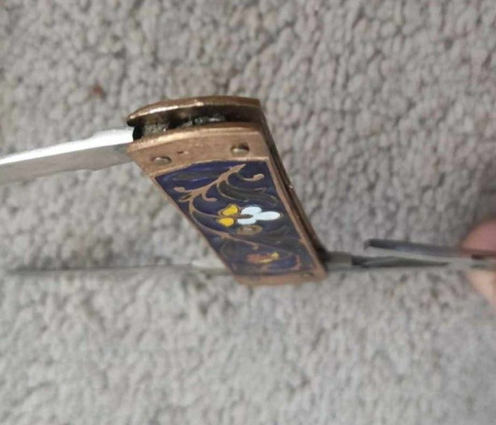 Folding pen knife, vintage USSR enamel