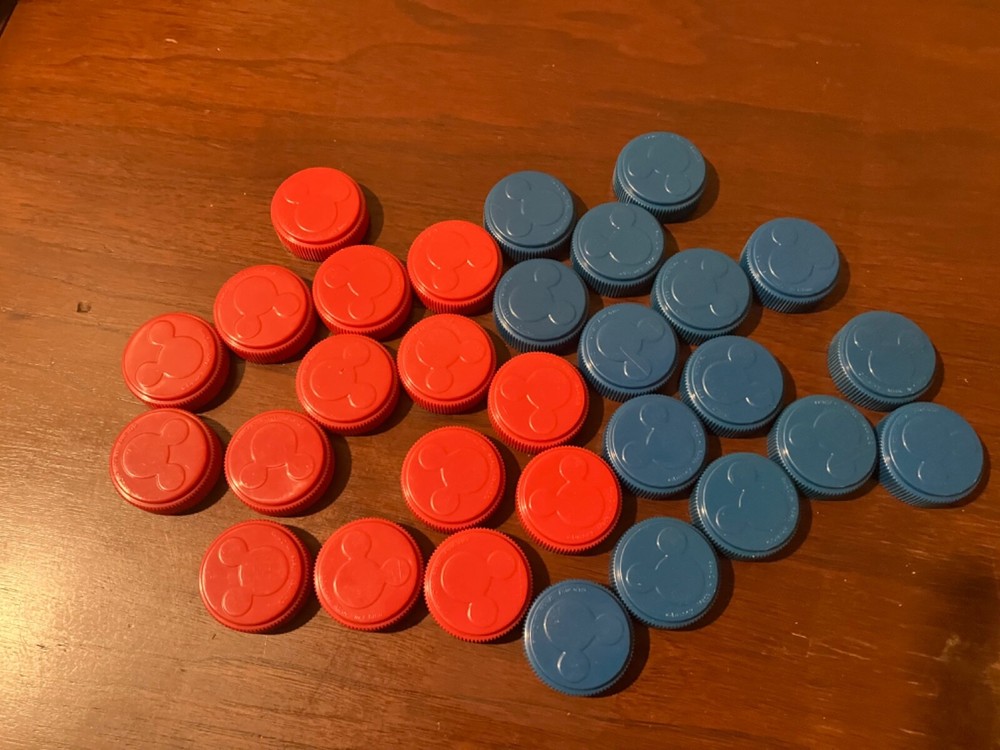 Disney Mickey Mouse Checkers  Blue & Red Full Set Stackable Mouse Ears