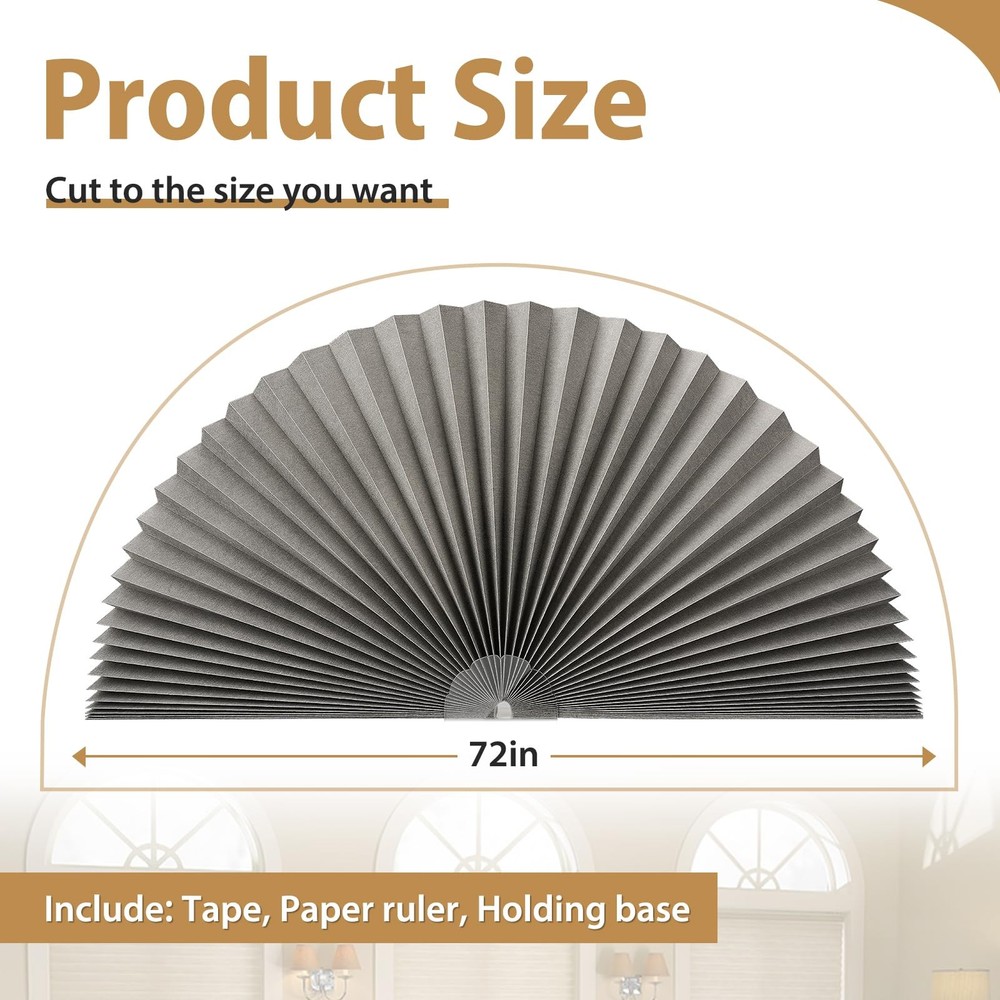 Zipcase 2 Pack Arch Window Shade, Light Filtering Fabric 2 Pack, Grey