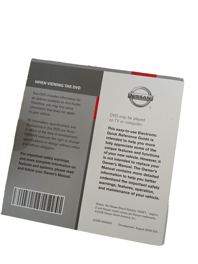 2010 Nissan Rogue Owners Manual With Quick Reference CD & Case